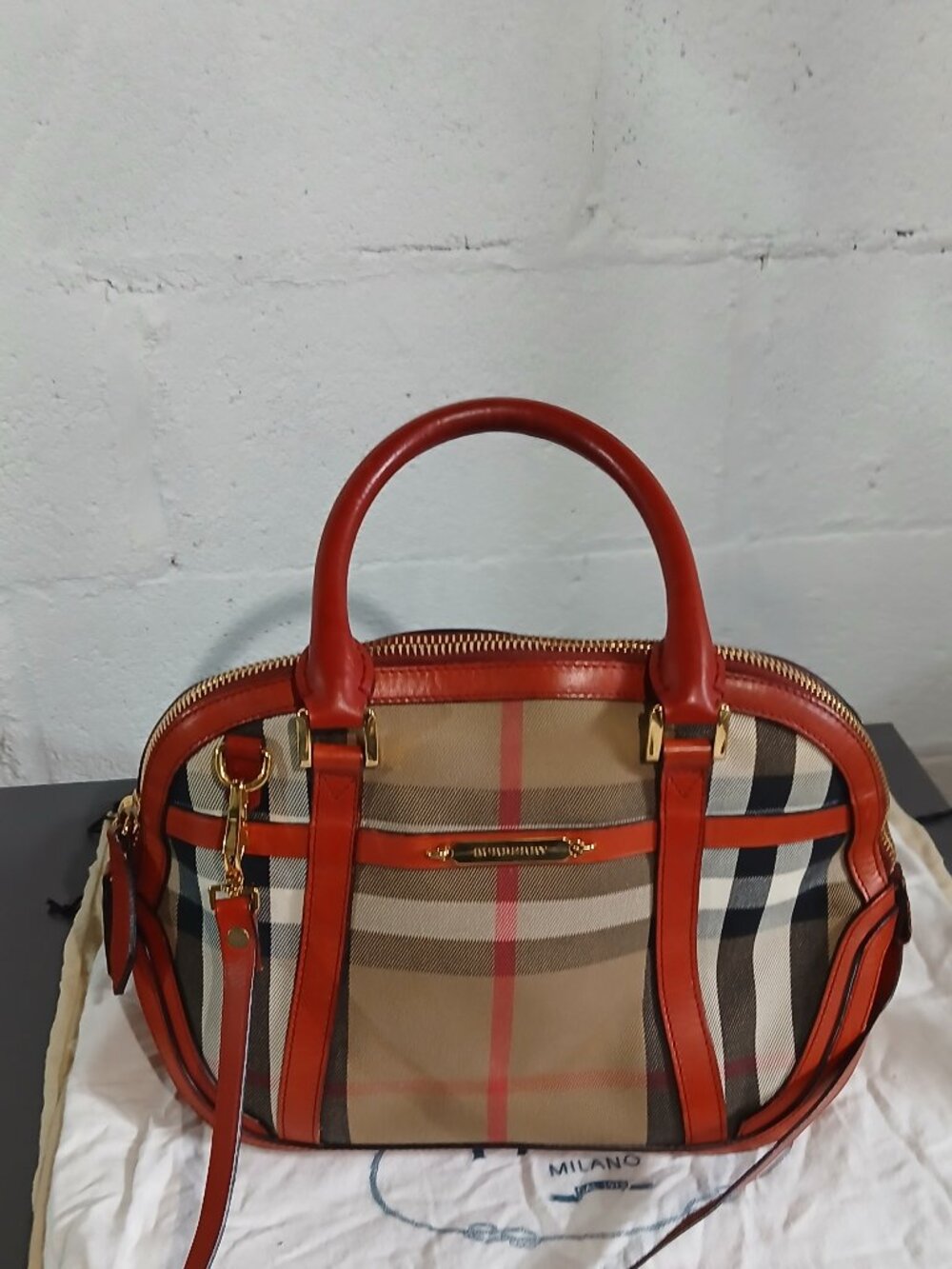 BURBERRY BRIDLE ORCHARD BOWLING BAG  / RED - Picture 6 of 6